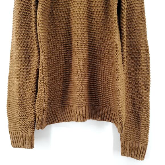 Hayden LA Oversized Boho Mustard Crew Neck Sweater Tunic Shoulder Cut Out  M/L - Picture 3 of 10